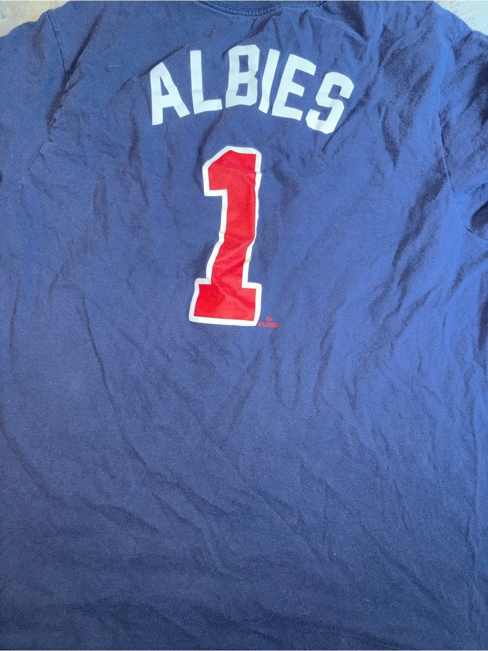 Nike Navy Blue 'Albies' Short Sleeve Tee with Red Number